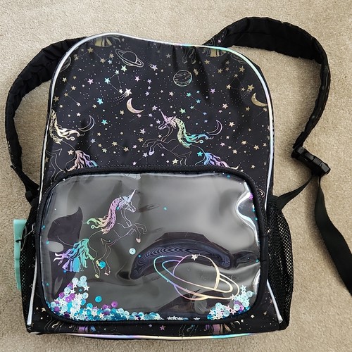 Girls black unicorn space - black,