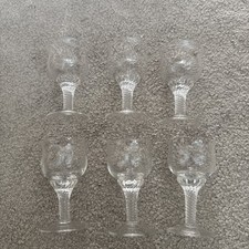 6 x ETCHED STEMMED SHERRY GLASSES VINTAGE 