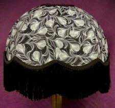 Grey Feathers Black Dome Fabric Lampshade Standard Floor Table Ceiling Light