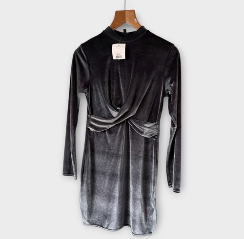Topshop grey velvet dress - grey,