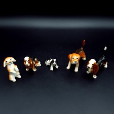 Vintage Dog Figurines miniatures x 5 Japan? C1950s estimate dog ornaments