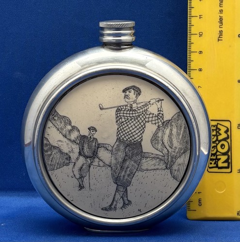 Golf hip flask pewter - ,