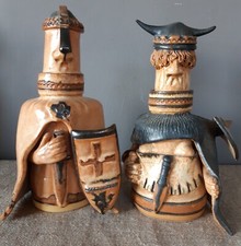 VINTAGE CHARACTER VIKING FIGURINES DANISH/SCANDANAVIAN STUDIO POTTERY SLABWARE