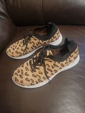 TU Womens Leopard Print Textile Flat Shoes Pumps Trainers Size UK 5 