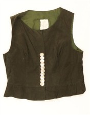 VINTAGE Womens Corduroy Waistcoat IT 46 Large Khaki Cotton AI12