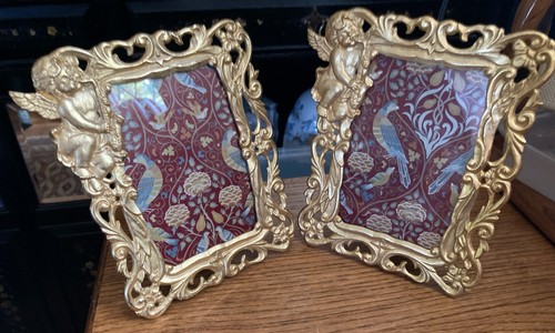 Vintage pair ornate cherubs - pair, of