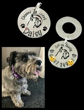 Personalised pet I.D tag/schnauzer i.d tag. Dog/Cat collar tag