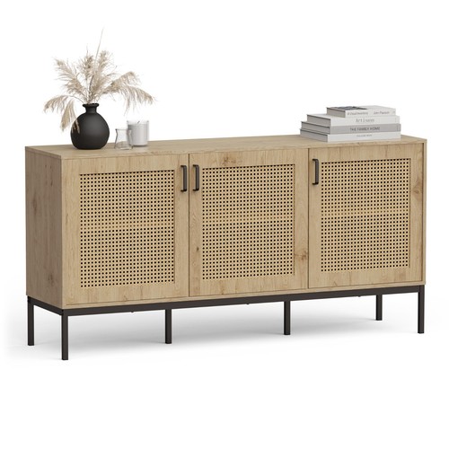 Rattan effect wide sideboard - rattan,