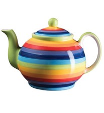 Hand Painted Vibrant Rainbow Teapot With Tea Strainer & Tea Samples: 2 Sizes