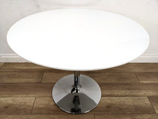 DINING TABLE Large White Bistro Chrome Pedestal Base Toughened Plastic Tabletop