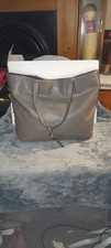 Tabitha Webb Ablaze Faux Grey Tote Bag, studded, purple snake pattern interior