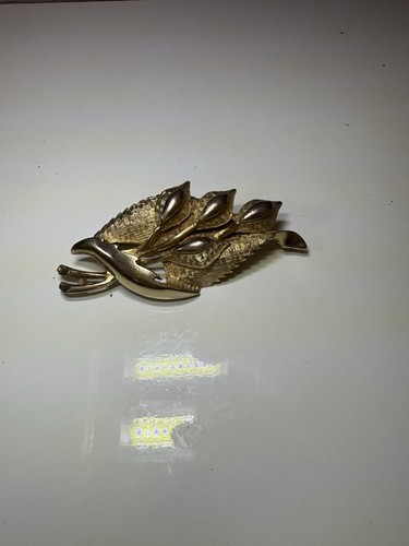 Gold tone leaf spray - spray, brooch