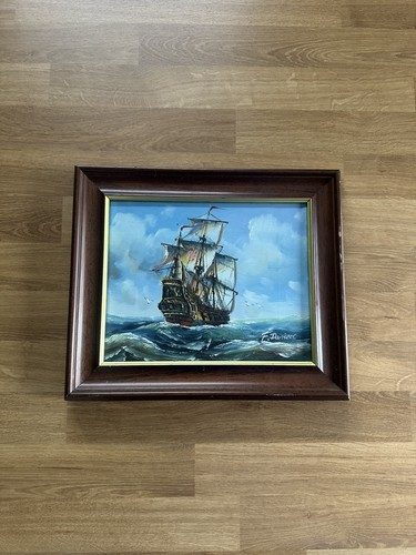 Vintage tall ship galleon oil - tall,