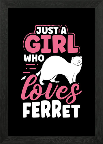 Girl loves ferret - framed, wall