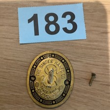 VTG SINGER 99K BRASS AND BLACK NAME BADGE  , WITH 1 pin , list 183