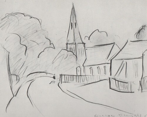 Lowry pencil drawing church - lowry,