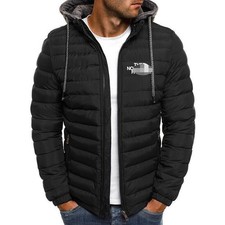Men's Hooded Jacket Insulated Winter Coat Quilted Bomber Jacket Windproof Casual