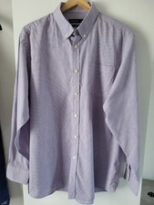 Men's Regular Fit 17" Collar Purple and White Checked Long Sleeve Shirt