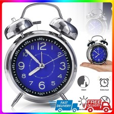 Double Bell Loud Mechanical Sound Alarm Clock With Night Light New Retro Silver