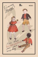 Reproduction Vintage Girl & Boy Dolls Sewing Pattern ED113
