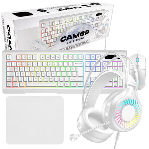 White gaming keyboard - gaming, and