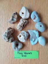 HAG STONES X10 4-6  CM DEVON BEACH MAGIC NATURAL HOLE  SPIRITUAL DECORATE MYSTIC