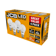 JCB LED GLS Light Bulbs E27 or B22 8W = 60W 3000k WARM WHITE 4  or 8 or 12 Pack