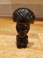 Aztec Mayan Hand Carved Obsidian Man Figurine Sculpture Folk Art South America