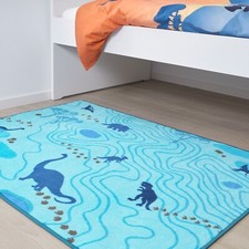 Ikea JÄTTELIK Rug - Dinosaur silhouettes, blue, 100x133cm