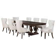 9 PC DARK OAK PEDESTAL DINING