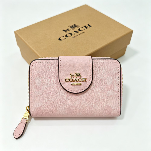 Coach medium pink zip wallet - coach,