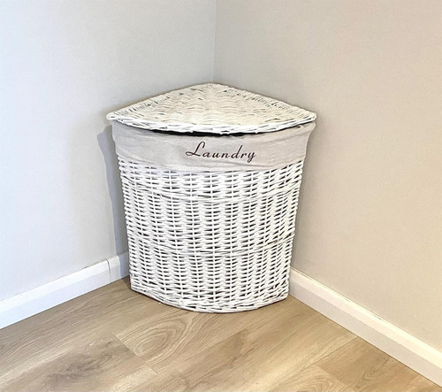 Corner wicker laundry - corner, basket