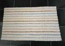 RALPH LAUREN Cream Striped Bath Mat Size L90cm x W55cm Machine Washable