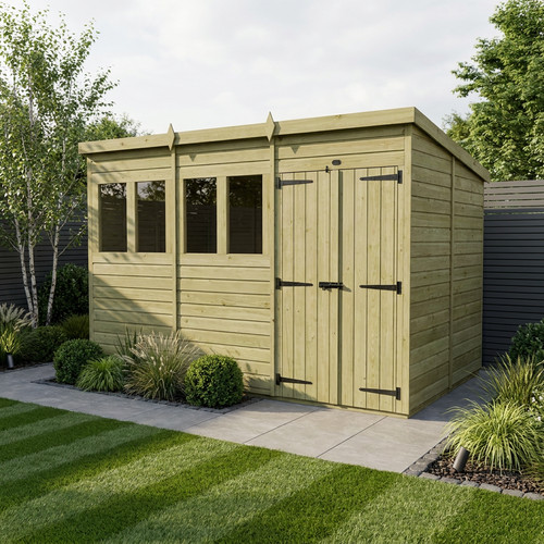 Pent shed double - x,
