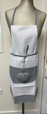 Grey & White Apron 2 Pack Polka Dot Shabby Chic Country Bib Pinny Bundle Job Lot