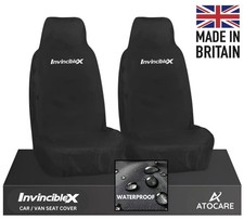 NEW FOR TOYOTA HILUX WATERPROOF HEAVY DUTY FRONT 2 X PREMIUM SEAT COVERS BLACK