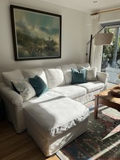 IKEA White GRÖNLID 3-seat sofa-bed with chaise longue.