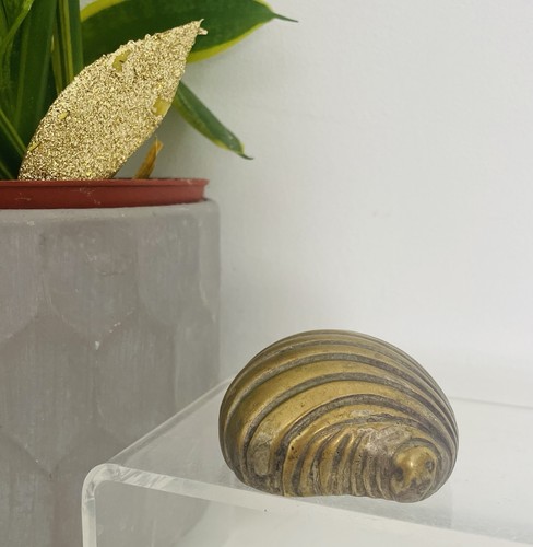 Vintage brass clam shell - clam,