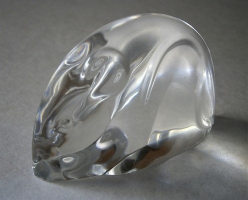 Steuben art glass mouse hand - art,