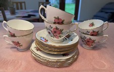 Crown Royal Derby Vintage Bone China 18 Piece Tea Set 6 Cups,Saucers,Side Plates