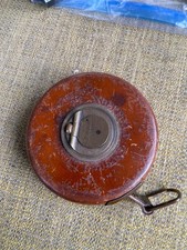 CHESTERMAN SHEFFIELD ENGLAND 33 FEET LEATHER COVER TAPE MEASURE BRASS WINDER