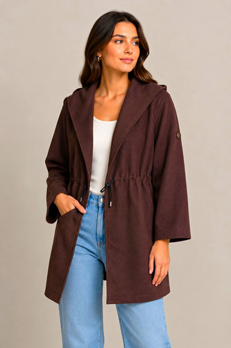 Women brown long hooded - women’s,