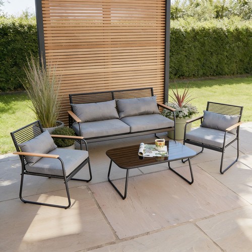 Black metal garden furniture - black,