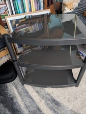 Atacama Equinox Hifi Stand 3 Shelves 2 Units in Dark Grey & Frosted Glass