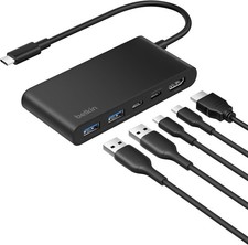 Belkin USB C Hub, 7-Port Hub w/ 4K HDMI Display 60Hz, SD & MicroSD, 100W Power