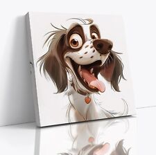 Cute Funny Springer Spaniel Dog Square Canvas Print Picture Wall Art Poster