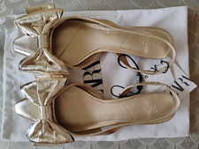 New Zara gold slingback shoes/sandals with bow - size 3