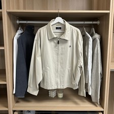 Fred Perry Mens Harrington Jacket Basic Logo Size L Cream Full-Zip Bomber