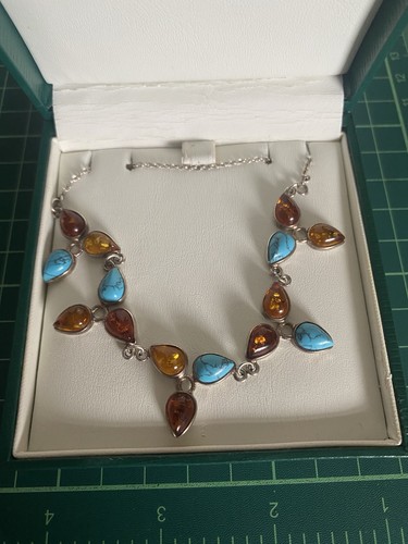 Vintage 925 silver amber - vintage,
