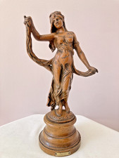 Antique French Art Nouveau Bronze Virtue Figure "Gaiete" (Gaiety) 30cm Height